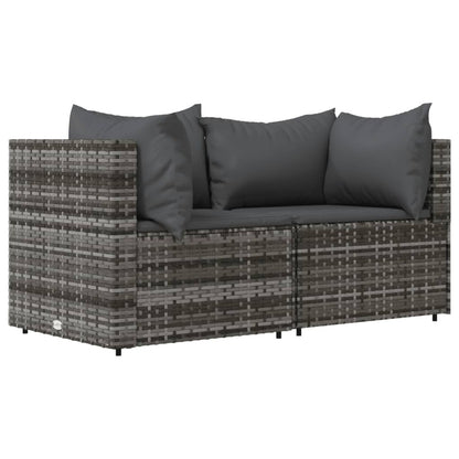 VIDAXL Canapés D'angle De Jardin Et Coussins 2 Pcs Gris Résine Tressée