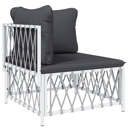 VIDAXL Canapé D'angle De Jardin Avec Coussins Blanc Tissu Tissé