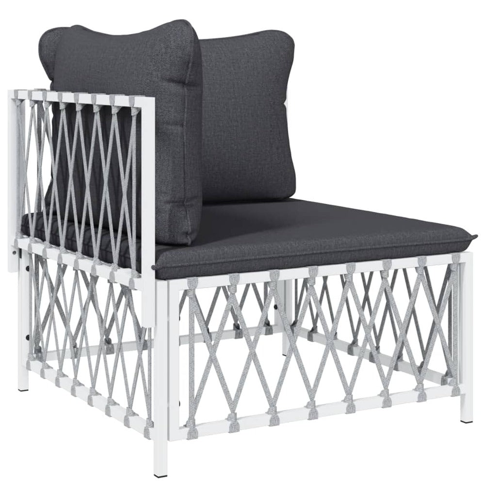 VIDAXL Canapé D'angle De Jardin Avec Coussins Blanc Tissu Tissé
