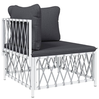 VIDAXL Canapé D'angle De Jardin Avec Coussins Blanc Tissu Tissé