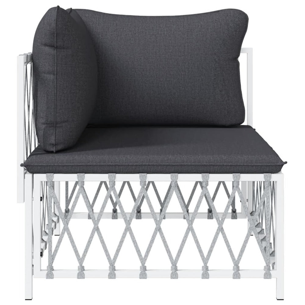 VIDAXL Canapé D'angle De Jardin Avec Coussins Blanc Tissu Tissé