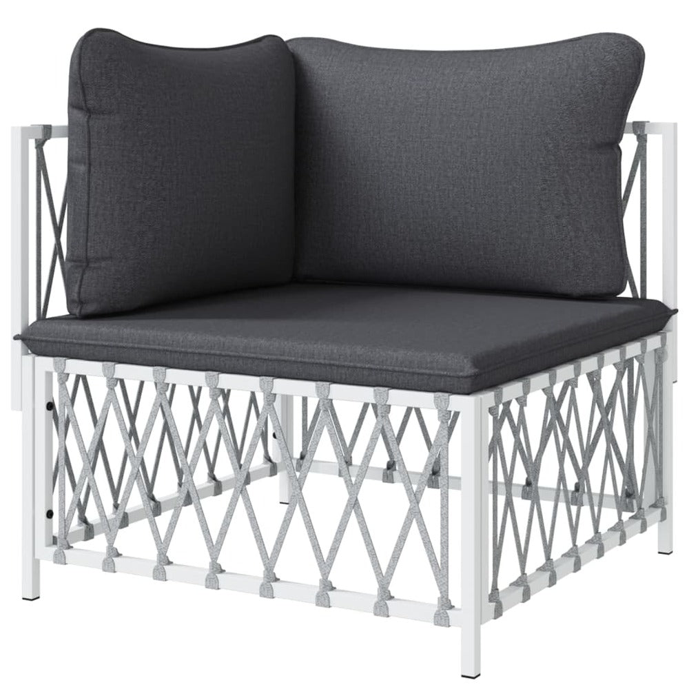 VIDAXL Canapé D'angle De Jardin Avec Coussins Blanc Tissu Tissé