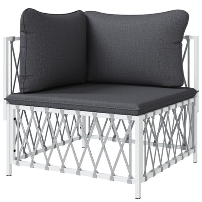VIDAXL Canapé D'angle De Jardin Avec Coussins Blanc Tissu Tissé