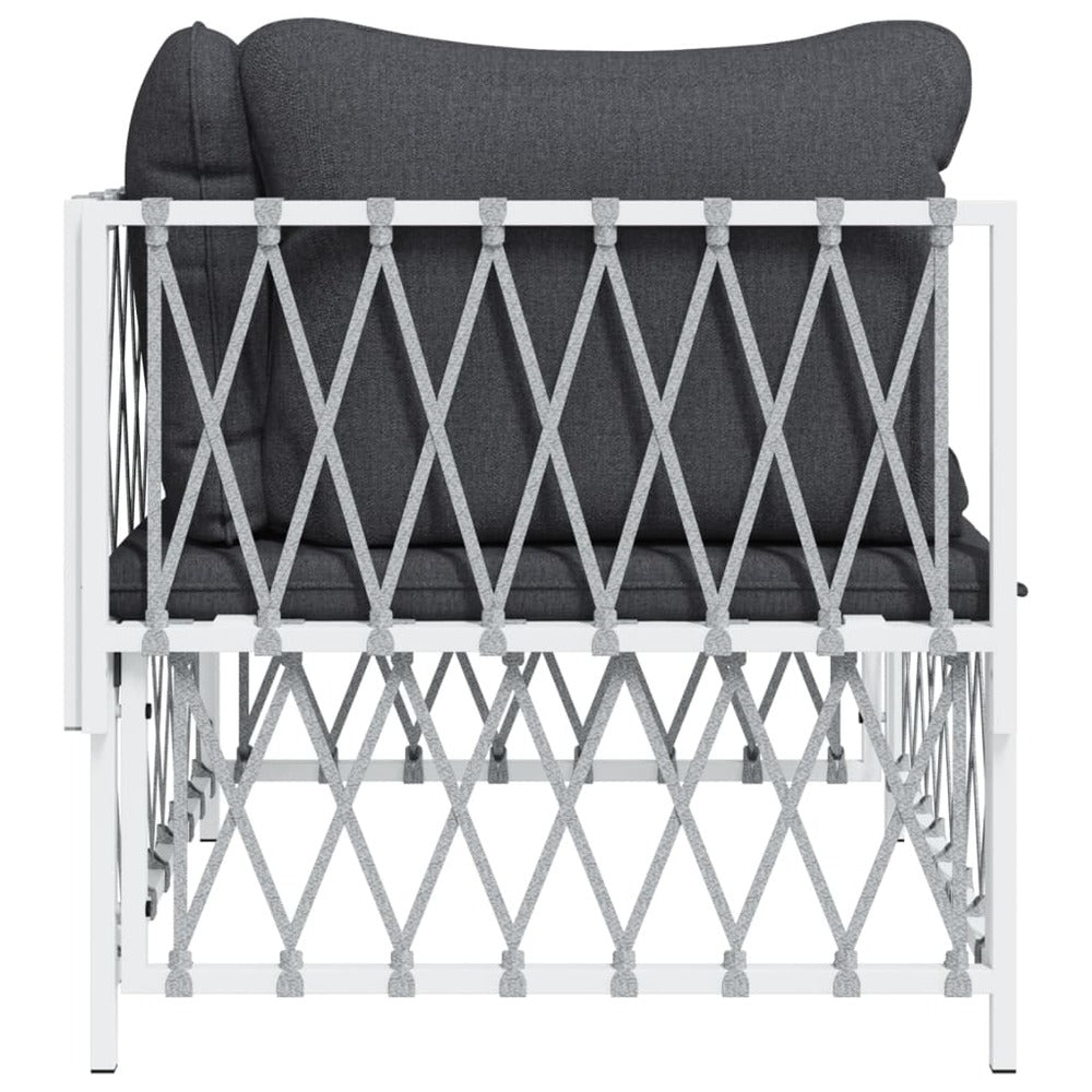 VIDAXL Canapé D'angle De Jardin Avec Coussins Blanc Tissu Tissé