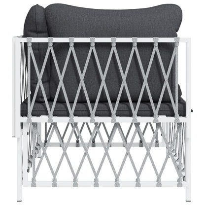 VIDAXL Canapé D'angle De Jardin Avec Coussins Blanc Tissu Tissé