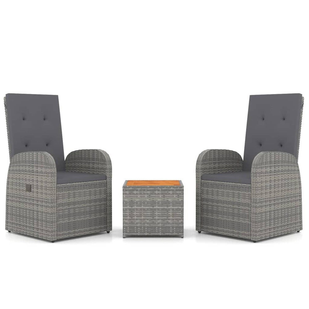 VIDAXL Ensemble De Salon De Jardin 3 Pcs Gris Poly Rotin Et Acacia