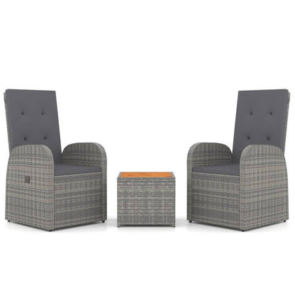VIDAXL Ensemble De Salon De Jardin 3 Pcs Gris Poly Rotin Et Acacia