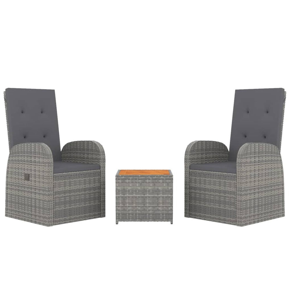 VIDAXL Ensemble De Salon De Jardin 3 Pcs Gris Poly Rotin Et Acacia