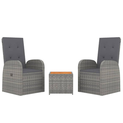 VIDAXL Ensemble De Salon De Jardin 3 Pcs Gris Poly Rotin Et Acacia
