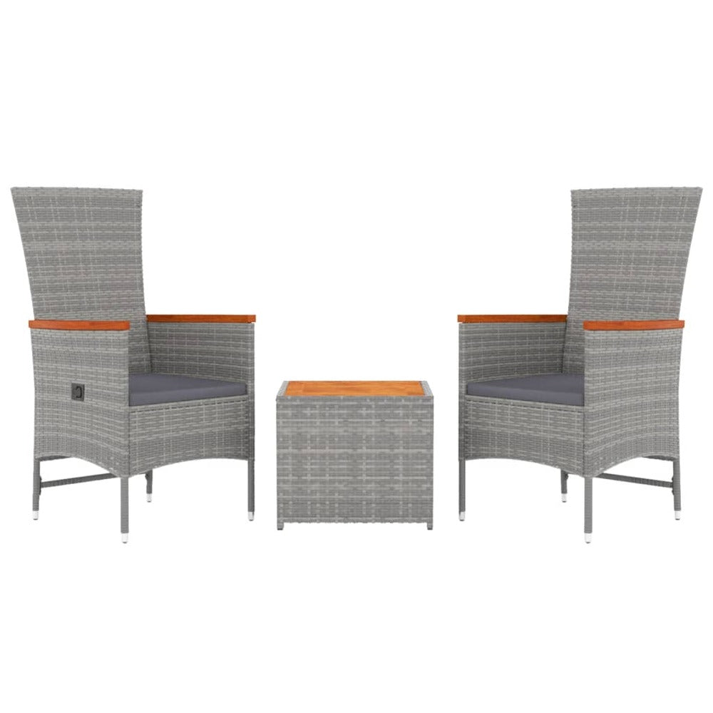 VIDAXL Ensemble De Salon De Jardin 3 Pcs Gris Poly Rotin Et Acacia