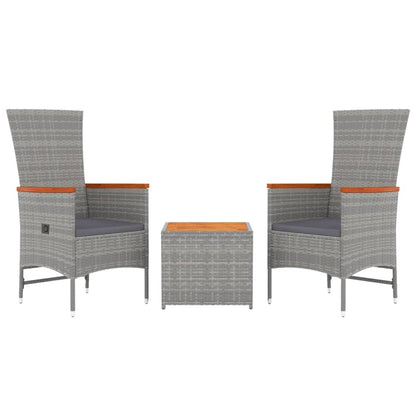 VIDAXL Ensemble De Salon De Jardin 3 Pcs Gris Poly Rotin Et Acacia