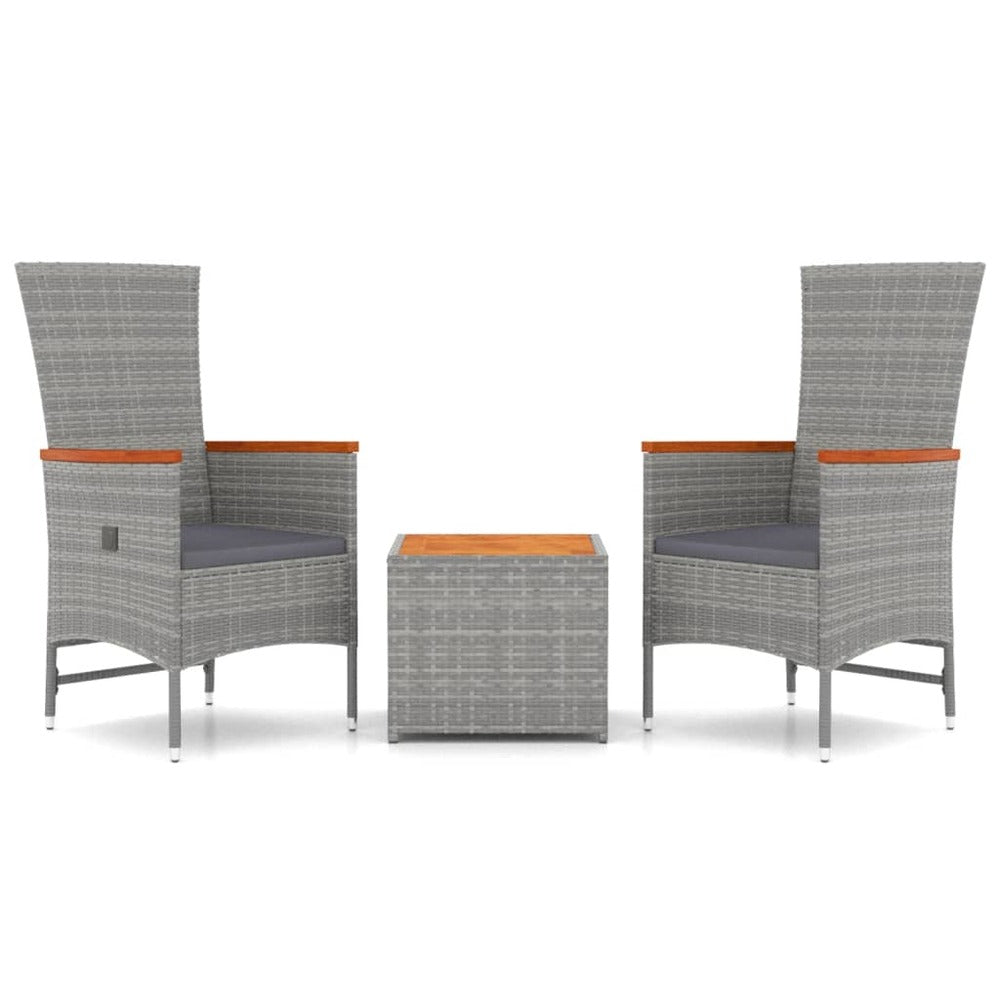 VIDAXL Ensemble De Salon De Jardin 3 Pcs Gris Poly Rotin Et Acacia