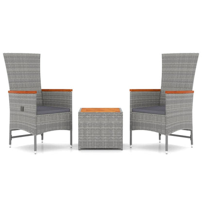 VIDAXL Ensemble De Salon De Jardin 3 Pcs Gris Poly Rotin Et Acacia