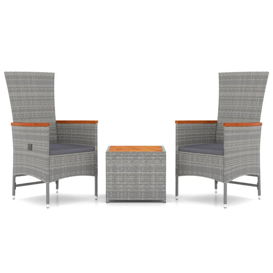 VIDAXL Ensemble De Salon De Jardin 3 Pcs Gris Poly Rotin Et Acacia