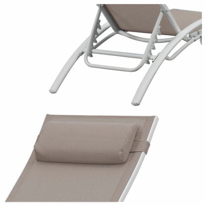  Baisao - Bain De Soleil Courbé Textilène Aluminium - Inclinable - Coussin De Tête - Léger Et Confortable - Taupe/blanc - X2