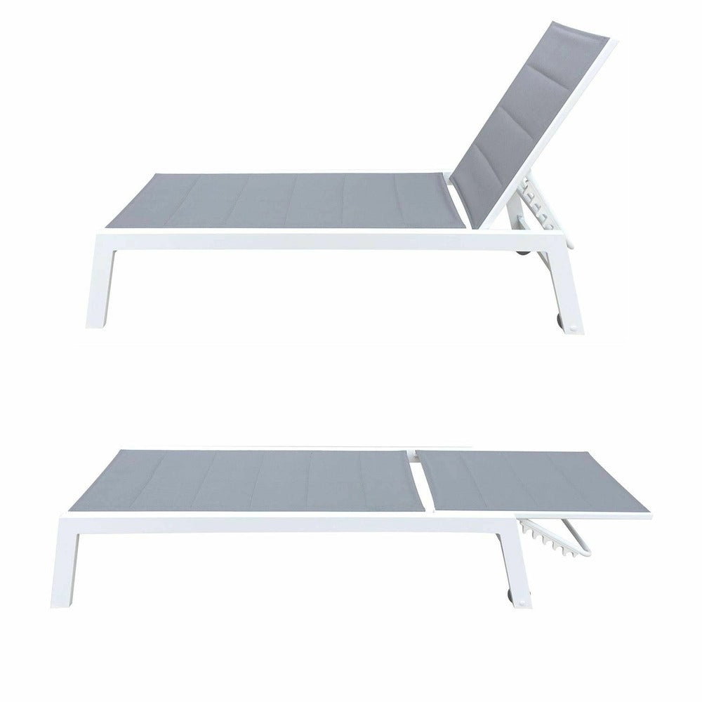  Baisao - Bain De Soleil Droit Textilène Aluminium - Inclinable Et Confortable - Léger Et Facile à Déplacer - Roulettes Arrière -