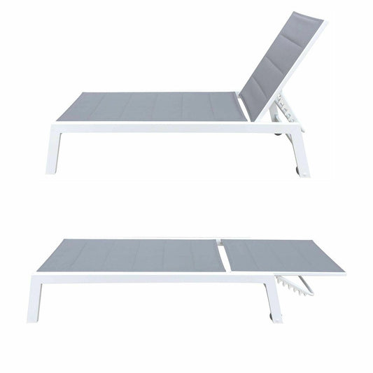  Baisao - Bain De Soleil Droit Textilène Aluminium - Inclinable Et Confortable - Léger Et Facile à Déplacer - Roulettes Arrière -