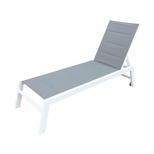  Baisao - Bain De Soleil Droit Textilène Aluminium - Inclinable Et Confortable - Léger Et Facile à Déplacer - Roulettes Arrière -