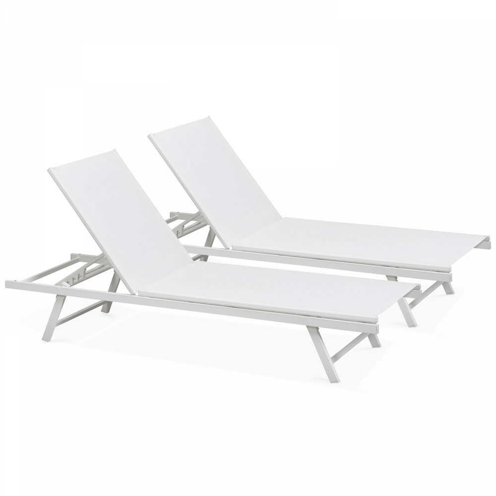  Lot De 2 Bains De Soleil En Acier Blanc