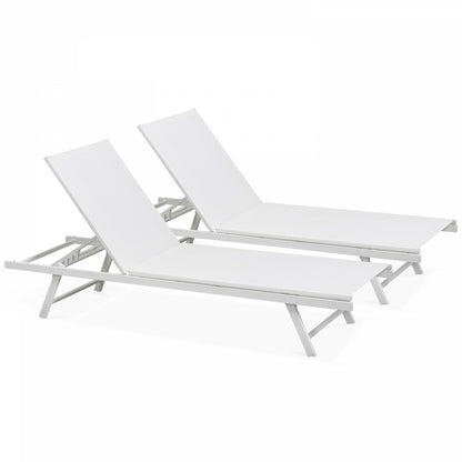 Lot De 2 Bains De Soleil En Acier Blanc