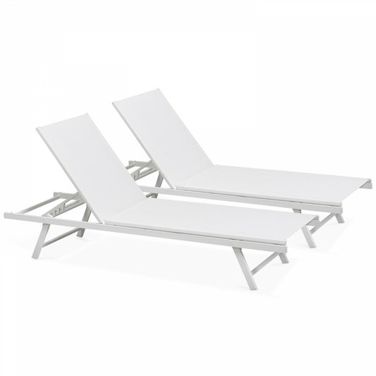  Lot De 2 Bains De Soleil En Acier Blanc