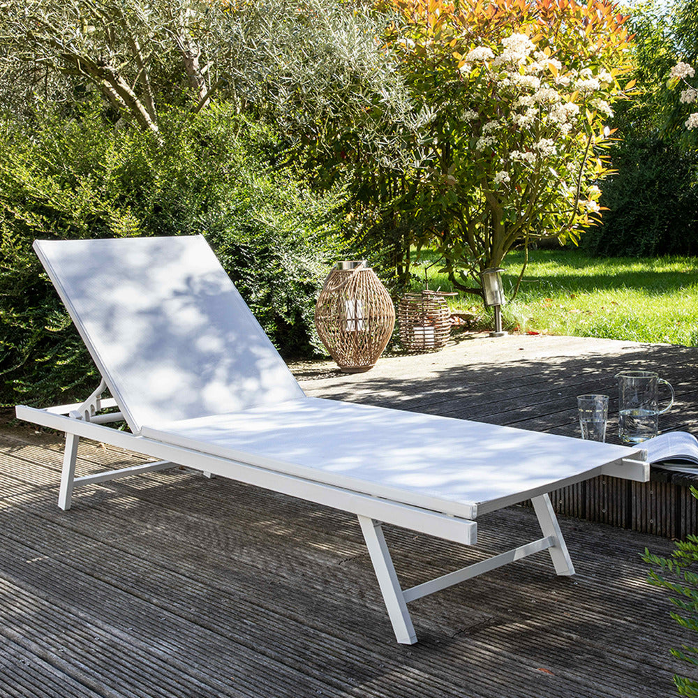  Lot De 2 Bains De Soleil En Acier Blanc