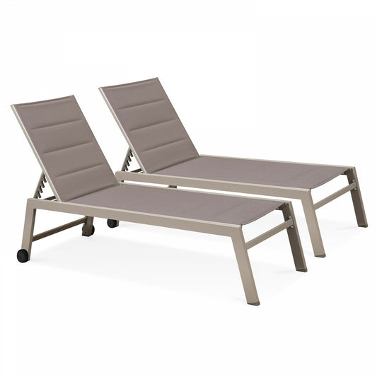  Lot De 2 Bains De Soleils En Aluminium Taupe