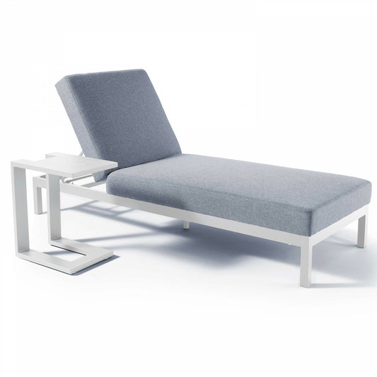  Ensemble Bain De Soleil Avec Tablette En Aluminium Blanc