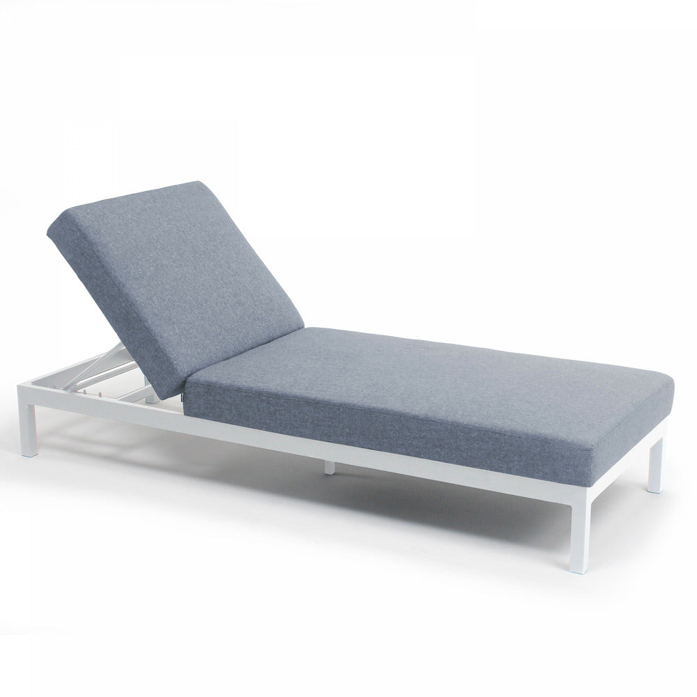  Lot De 2 Bains De Soleil Avec Tablettes En Aluminium Blanc