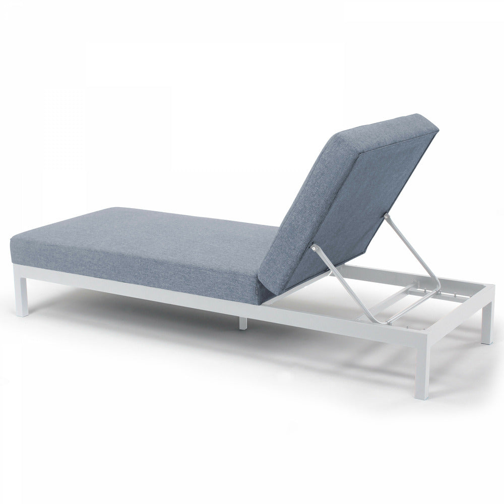  Lot De 2 Bains De Soleil Avec Tablettes En Aluminium Blanc