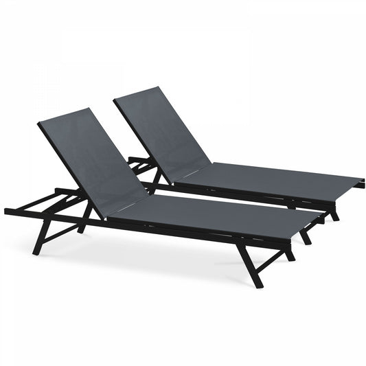  Lot De 2 Bains De Soleil En Acier Gris