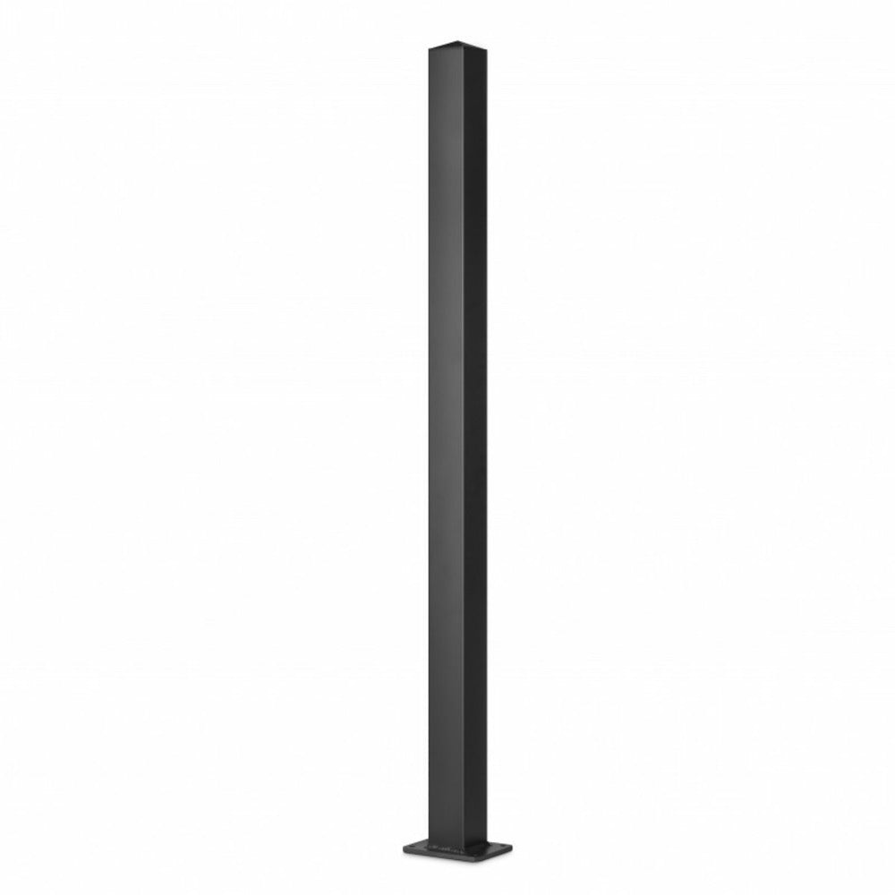  Poteau Aluminium Sur Platine Universel Chapeau Inclus H1,86 M Noir