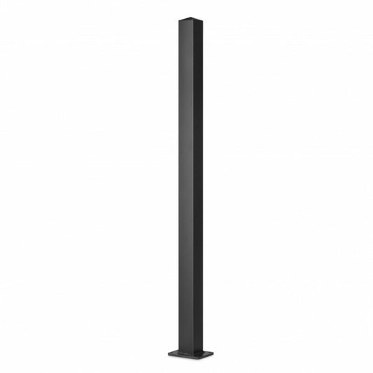 Poteau Aluminium Sur Platine Universel Chapeau Inclus H1,86 M Noir