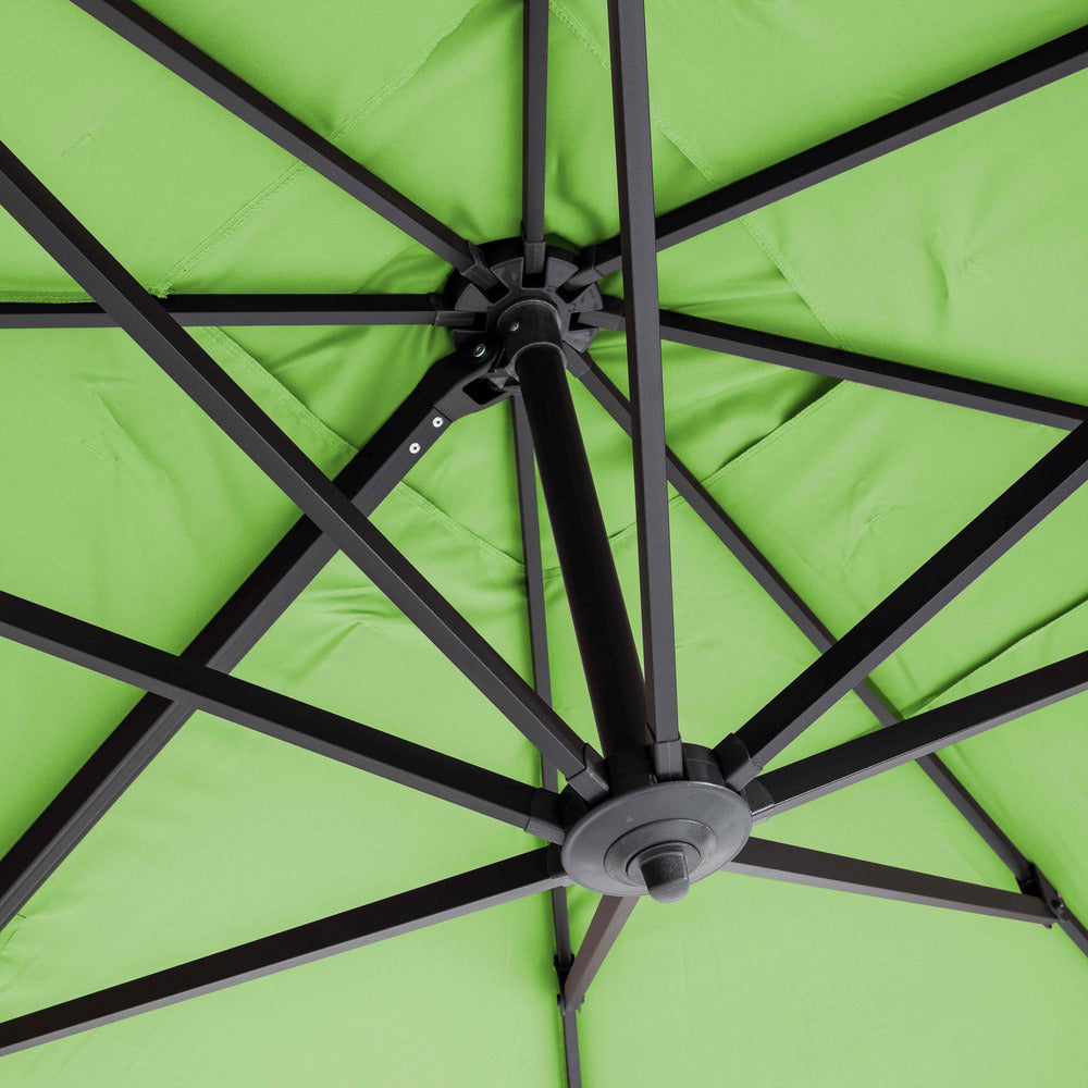  Parasol Déporté 2x3 M Et 4 Dalles Lestées Aluminium Vert