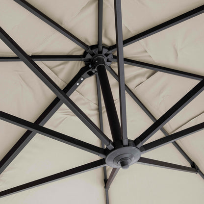  Parasol Déporté 3x4m Et 4 Dalles Lestées Aluminium Blanc