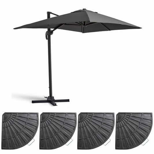  Parasol Déporté 2x3 M Et 4 Dalles Lestées Aluminium Gris Anthracite