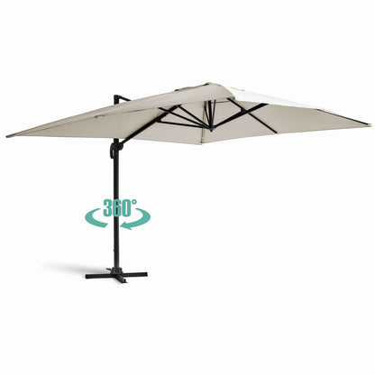  Parasol Déporté 3x4m Et 4 Dalles à Remplir Aluminium Blanc
