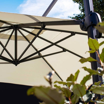  Parasol Déporté 3x4m Et 4 Dalles à Remplir Aluminium Blanc
