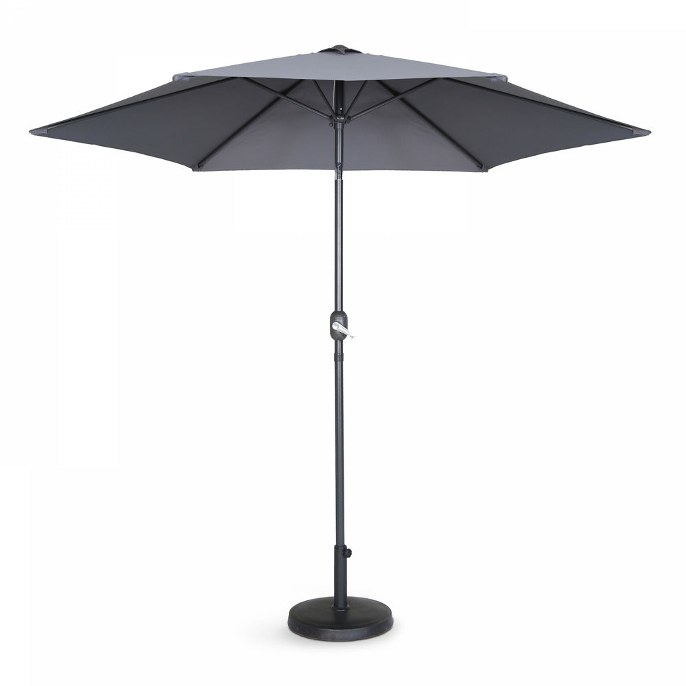  Parasol Droit Inclinable 3m Et 4 Dalles à Lester Remplissables Gris