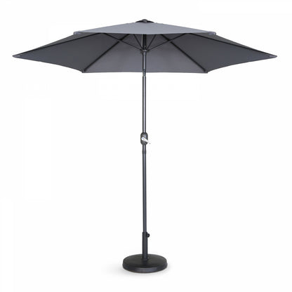  Parasol Droit Inclinable 3m Et 4 Dalles à Lester Remplissables Gris