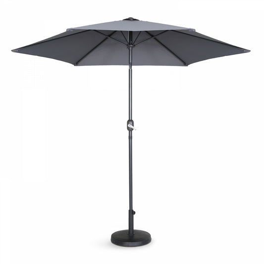  Parasol Droit Inclinable 3m Et 4 Dalles à Lester Remplissables Gris