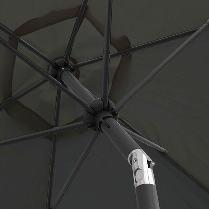  Parasol Droit Inclinable 3m Et 4 Dalles à Lester Remplissables Gris
