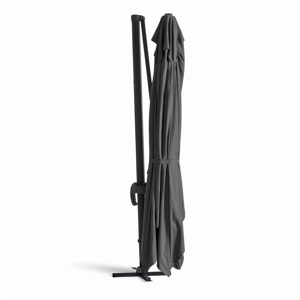  Parasol Déporté 3x4m Et 4 Dalles à Remplir Aluminium Gris