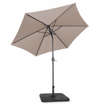  Parasol Droit Inclinable 3m Et 4 Dalles à Lester Remplissables Taupe