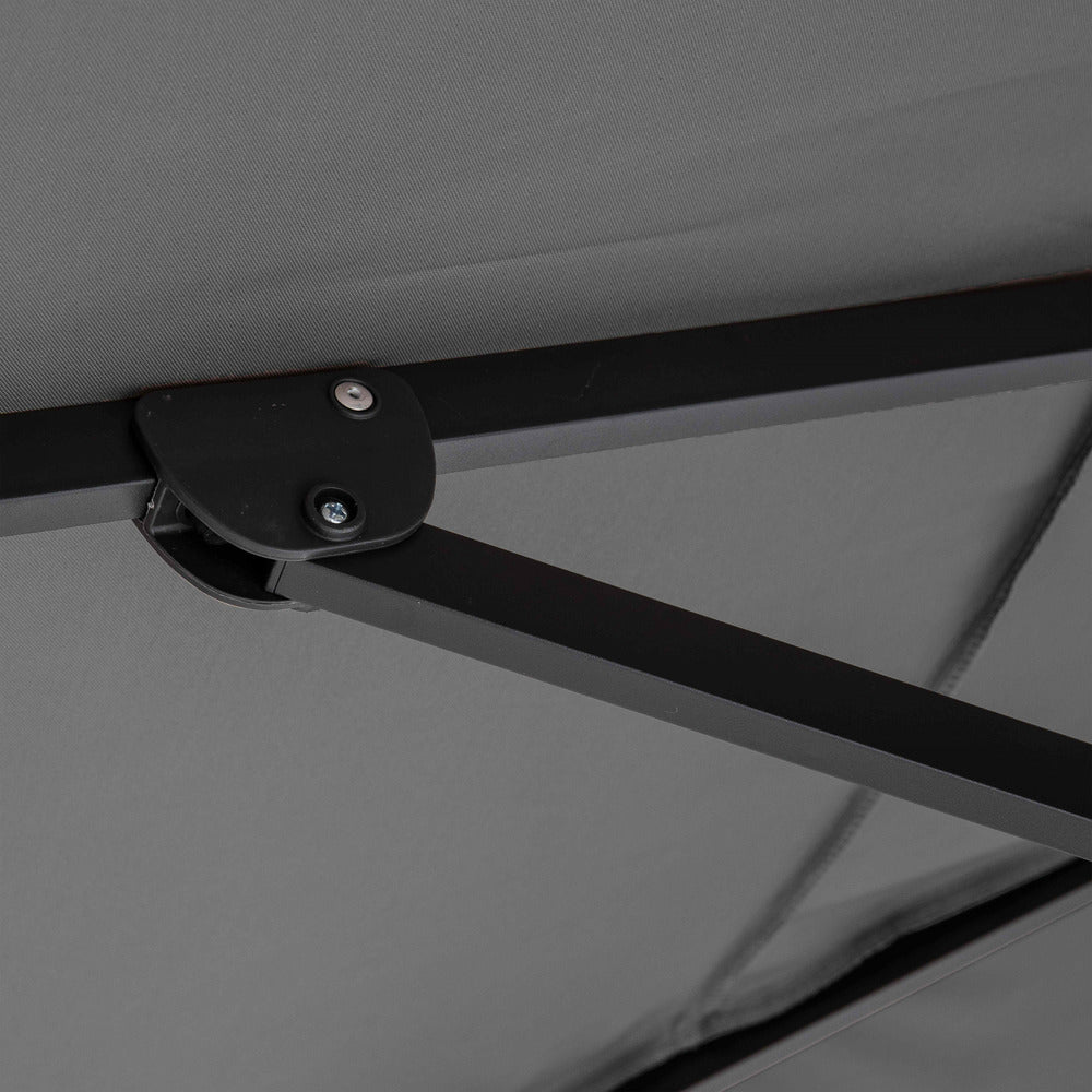 Parasol Déporté 3x4m Et 4 Dalles Lestées Aluminium Gris Anthracite