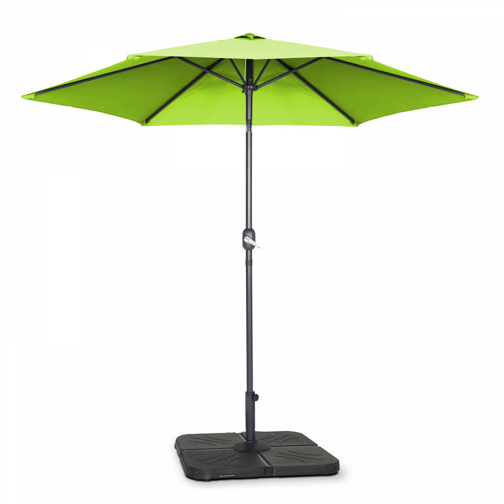  Parasol Droit Inclinable 3m Et 4 Dalles à Lester Remplissables Vert