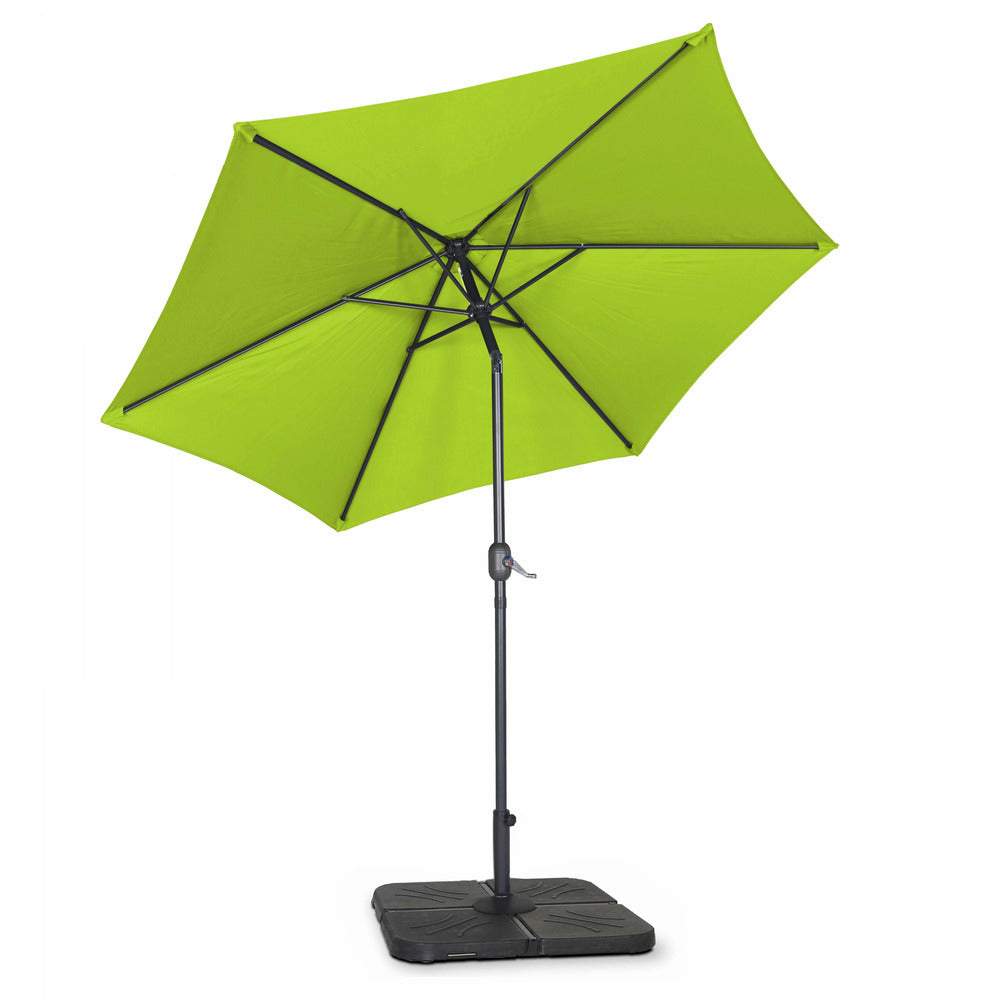  Parasol Droit Inclinable 3m Et 4 Dalles à Lester Remplissables Vert