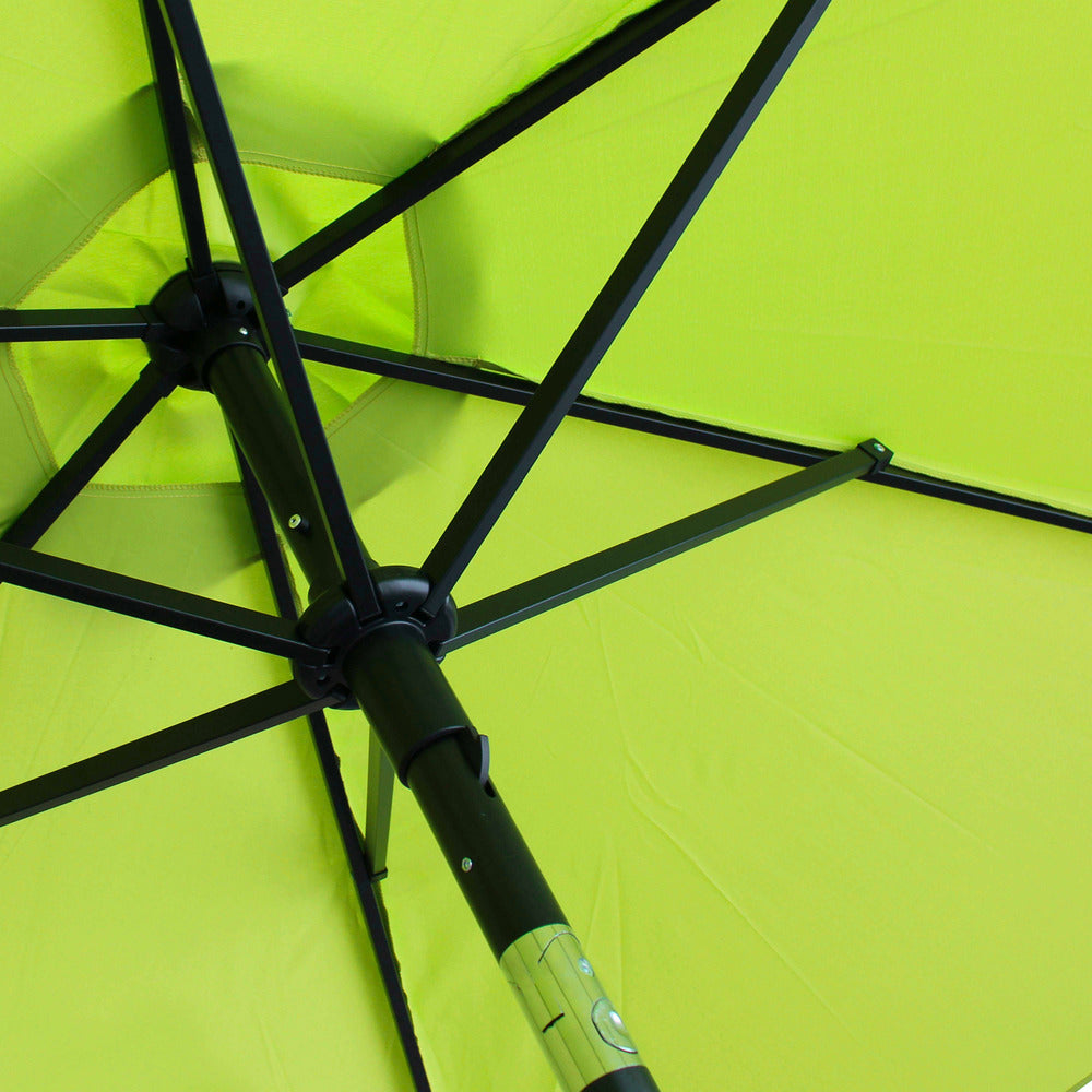  Parasol Droit Inclinable 3m Et 4 Dalles à Lester Remplissables Vert
