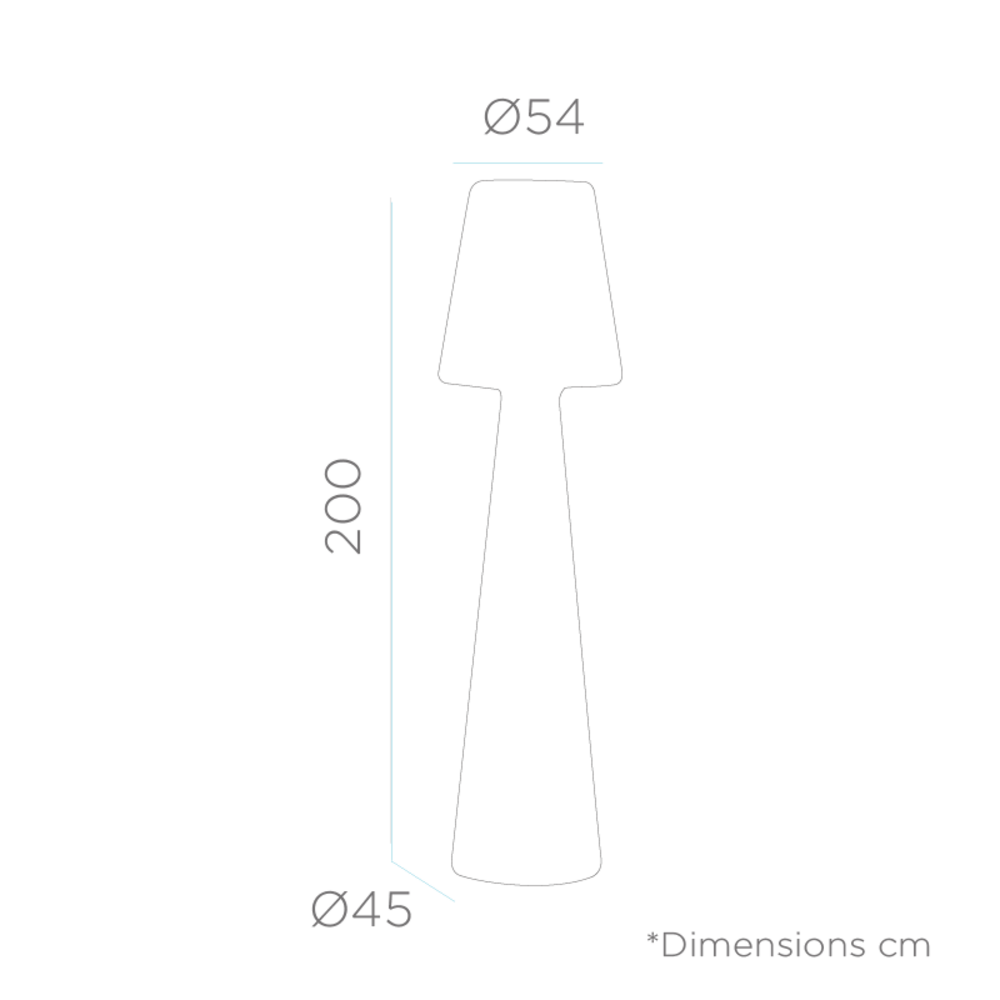  Lampadaire Lola 200 Lumière Blanche Froide Par Câble Hauteur 200cm