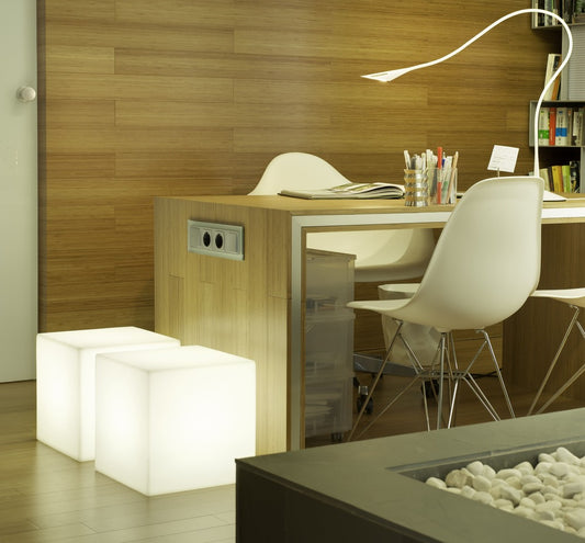  Cube Lumineux Cuby 32 Lumière Blanche Froide Par Câble 32x32x32cm
